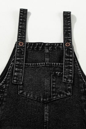 Distressed Wide Strap Denim Overalls - Teresa's Fashionista LLC