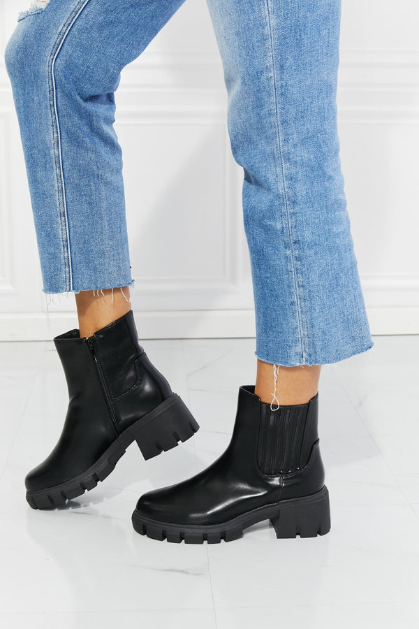 MMShoes What It Takes Lug Sole Chelsea Boots in Black-Teresa's Fashionista LLC