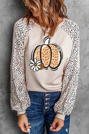Pumpkin Graphic Round Neck Long Sleeve Top - Teresa's Fashionista LLC