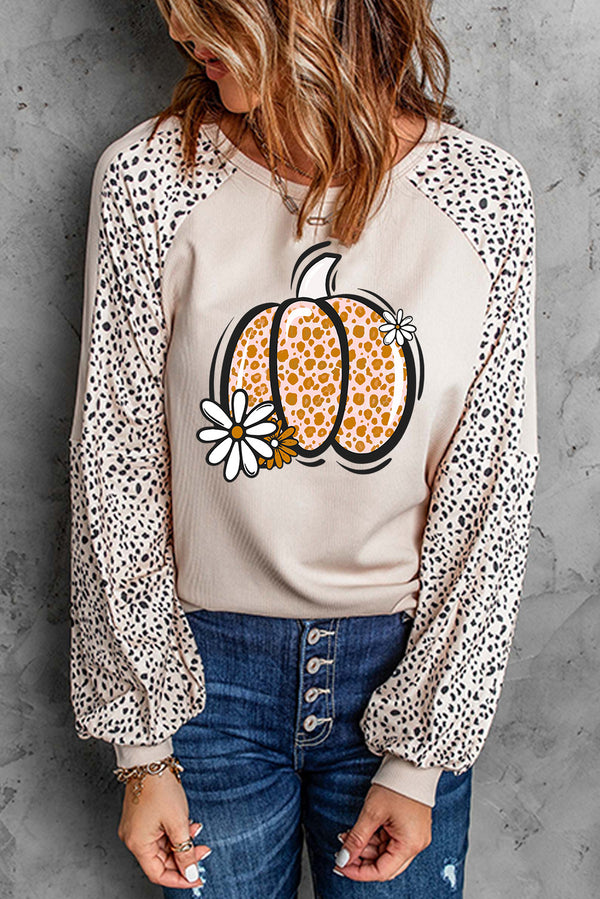 Pumpkin Graphic Round Neck Long Sleeve Top - Teresa's Fashionista LLC