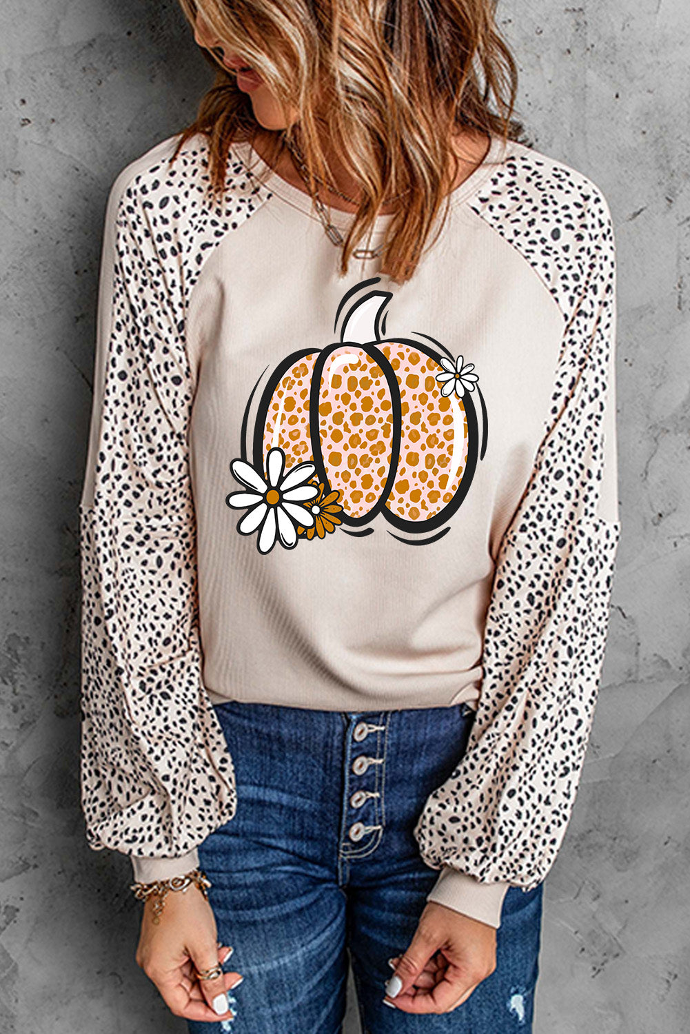 Pumpkin Graphic Round Neck Long Sleeve Top - Teresa's Fashionista LLC
