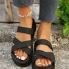 Crisscross PU Leather Flat Sandals-Teresa's Fashionista LLC