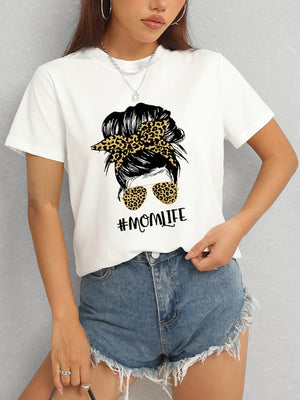 MOMLIFE Round Neck Short Sleeve T-Shirt-Teresa's Fashionista LLC