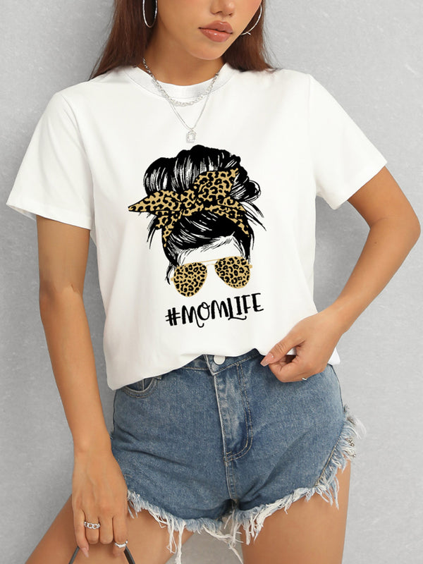 MOMLIFE Round Neck Short Sleeve T-Shirt-Teresa's Fashionista LLC