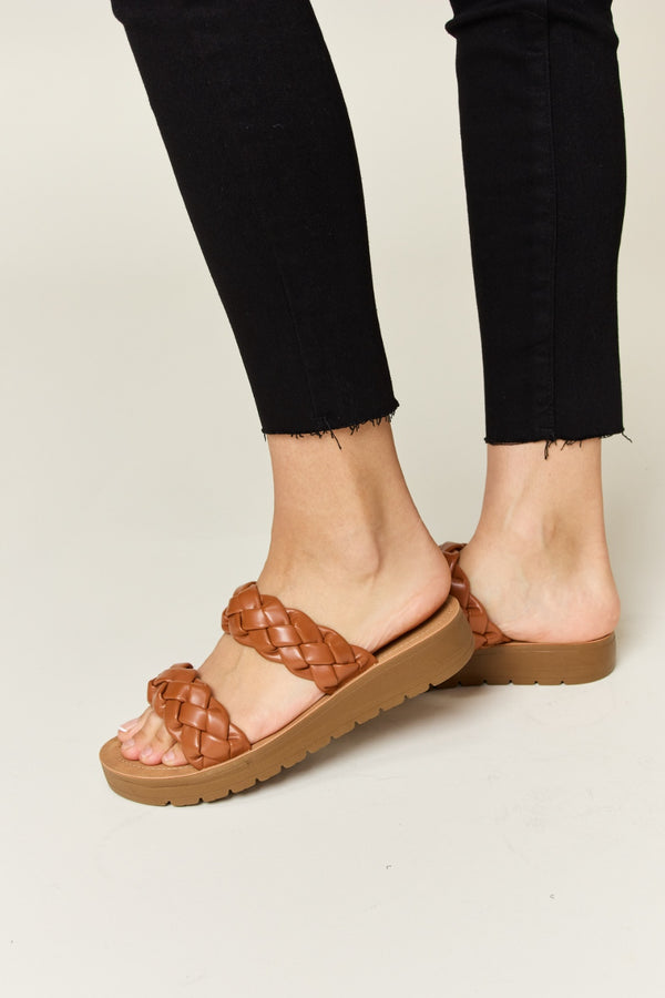 WILD DIVA Woven Dual Band Platform Sandals-Teresa's Fashionista LLC