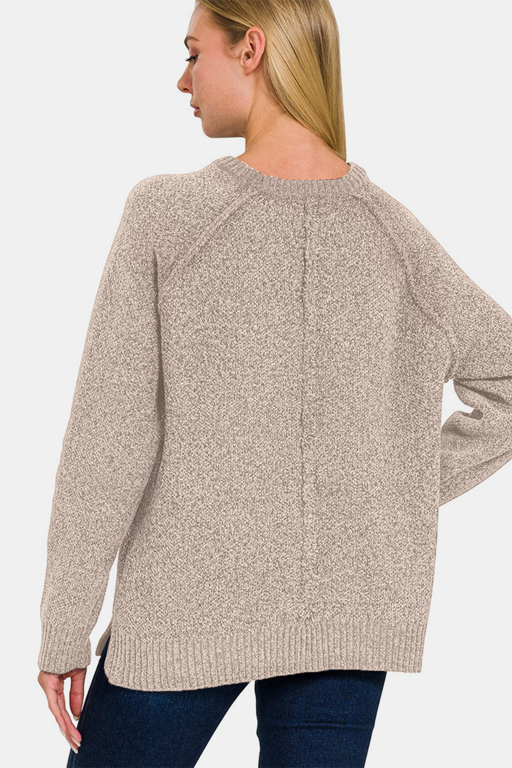 Zenana Side Slit Raglan Sleeve Sweater - Teresa's Fashionista LLC