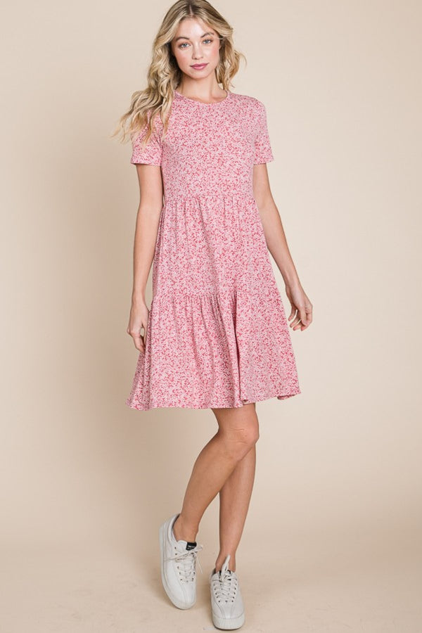 BOMBOM Printed Short Sleeve Mini Dress-Teresa's Fashionista LLC