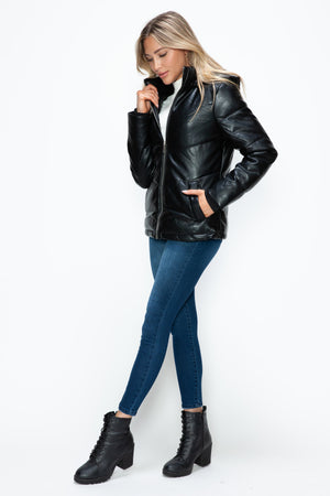How Dare U Pocketed Zip Up Puffer Jacket with Removable Hood - Teresa's Fashionista LLC