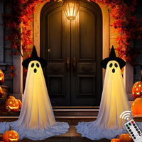 Halloween Lighted Ghost with Witch Hat 2 Piece Set