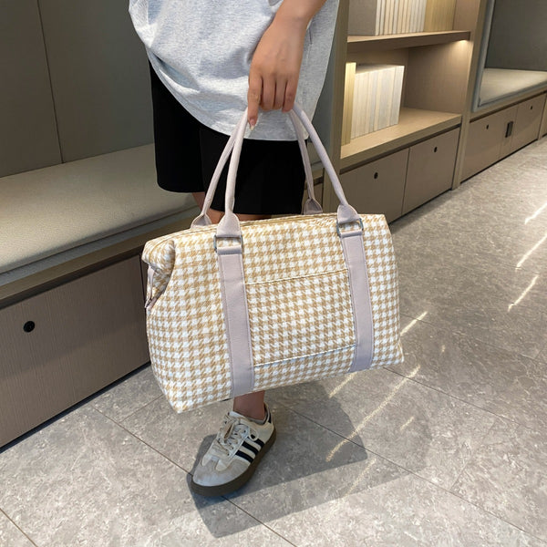 Houndstooth Canvas Travel Bag-Teresa's Fashionista LLC