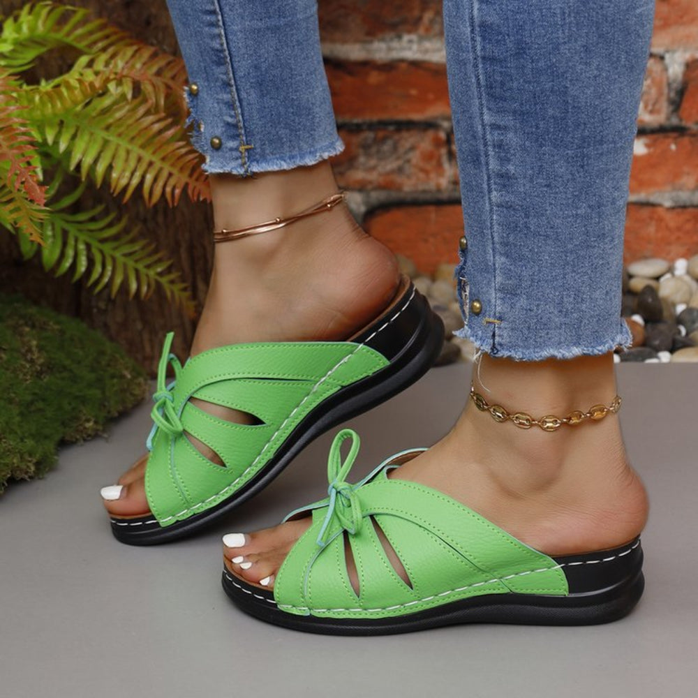 Tied Open Toe Low Heel Sandals-Teresa's Fashionista LLC