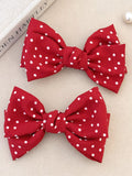 2-Piece Polka Dot Bow Hair Clip - Teresa's Fashionista LLC