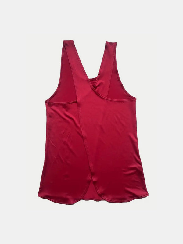 Crisscross Scoop Neck Active Tank-Teresa's Fashionista LLC
