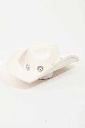 Fame Rhinestone Pave Heart Cowboy Hat-Teresa's Fashionista LLC