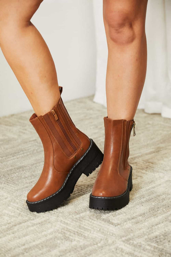 Forever Link Side Zip Platform Boots-Teresa's Fashionista LLC