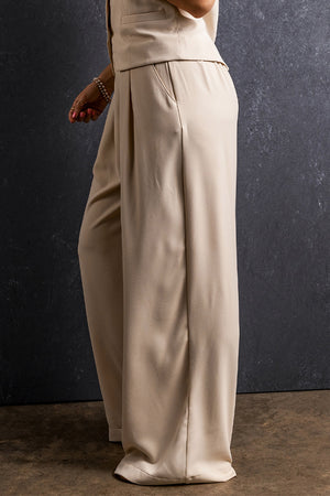 Ruched Wide Leg Pants with Pockets-Teresa's Fashionista LLC