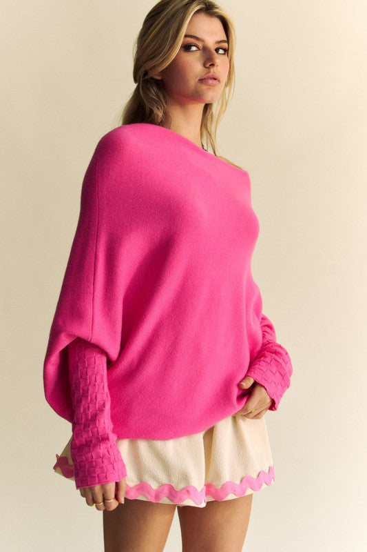 Davi & Dani Solid Color Batwing Sleeve Sweater - Teresa's Fashionista LLC
