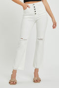 RISEN  Full Size High Rise Button Fly Straight Ankle Jeans - Teresa's Fashionista LLC