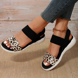 PU Leather Open Toe Low Heel Sandals-Teresa's Fashionista LLC