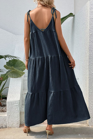 Tie-Shoulder Tiered Maxi Dress-Teresa's Fashionista LLC