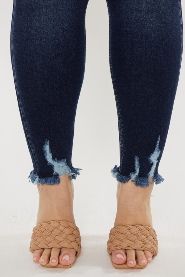 Kancan Full Size Cat's Whiskers Raw Hem High Waist Jeans-Teresa's Fashionista LLC