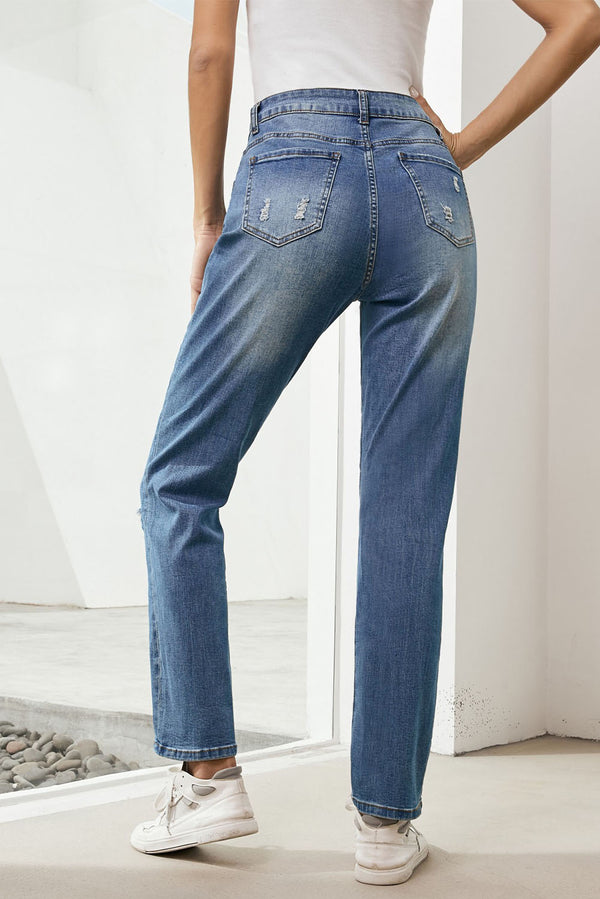US Flag Distressed Straight Jeans-Teresa's Fashionista LLC