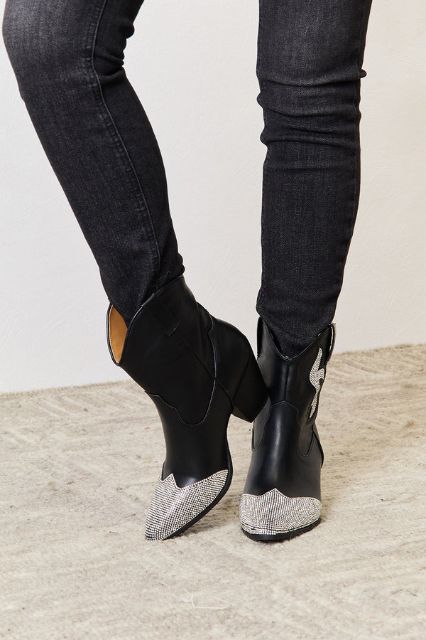 East Lion Corp Rhinestone Pointed Boots-Teresa's Fashionista LLC