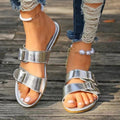 Open Toe Double Buckle Sandals-Teresa's Fashionista LLC