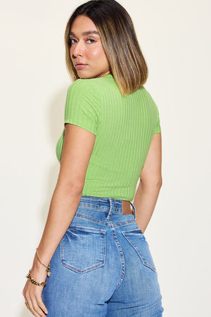 Basic Bae Full Size Ribbed Round Neck Short Sleeve T-Shirt-Teresa's Fashionista LLC