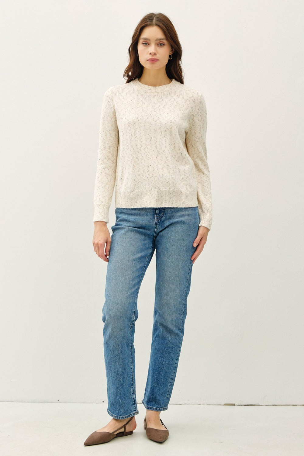 Be Cool Heathered Round Neck Long Sleeve Sweater - Teresa's Fashionista LLC