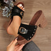Buckle Trim Block Heel Sandals-Teresa's Fashionista LLC