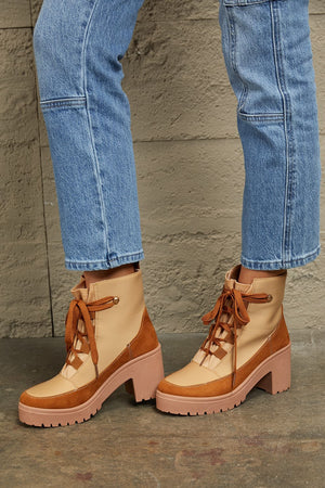 East Lion Corp Lace Up Lug Booties-Teresa's Fashionista LLC