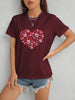 Heart Round Neck Short Sleeve T-Shirt-Teresa's Fashionista LLC