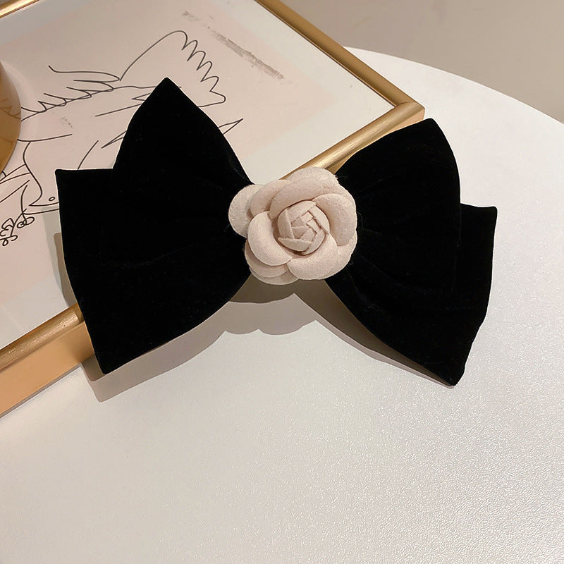 Rose Trim Bow Hair Clip - Teresa's Fashionista LLC
