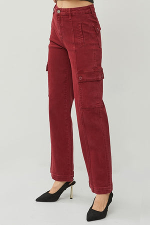 RISEN Full Size High Rise Wide Leg Cargo Jeans - Teresa's Fashionista LLC