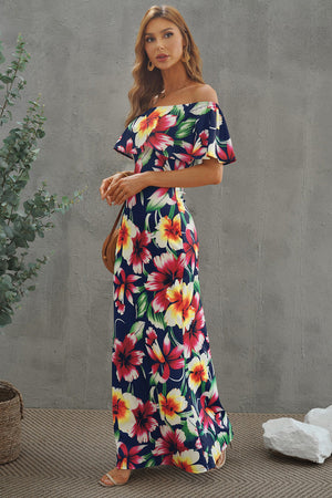 Floral Layered Off-Shoulder Maxi Dress-Teresa's Fashionista LLC