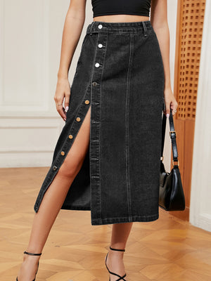 Button Down Denim Skirt-Teresa's Fashionista LLC