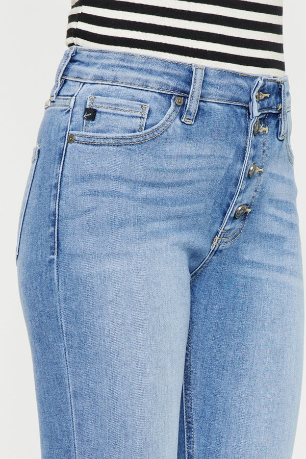 Kancan Distressed Cat's Whiskers Button Fly Jeans-Teresa's Fashionista LLC