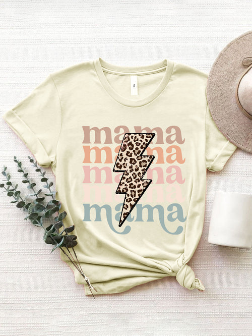 MAMA Round Neck Short Sleeve T-Shirt-Teresa's Fashionista LLC