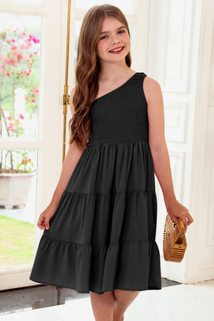 One-Shoulder Sleeveless Tiered Dress-Teresa's Fashionista LLC