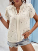 Heart Print Notched Petal Sleeve Blouse-Teresa's Fashionista LLC