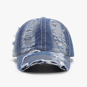 Distressed Adjustable Cotton Baseball Cap-Teresa's Fashionista LLC