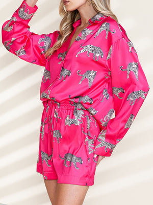 Animal Button Up Shirt and Shorts Set-Teresa's Fashionista LLC
