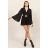 Plunging Neckline Bell Sleeve Romper