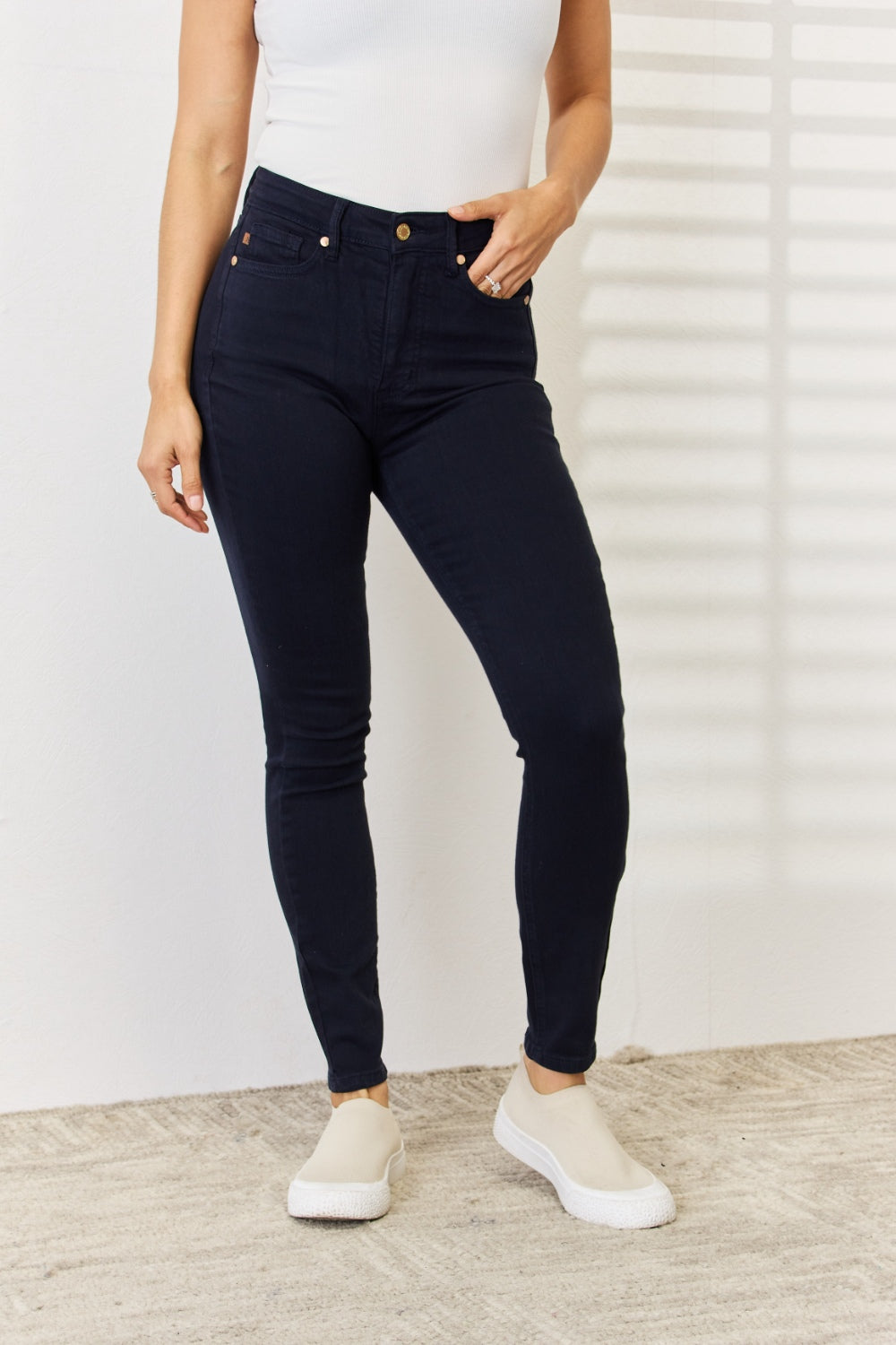 Judy Blue Full Size Garment Dyed Tummy Control Skinny Jeans-Teresa&#39;s Fashionista LLC