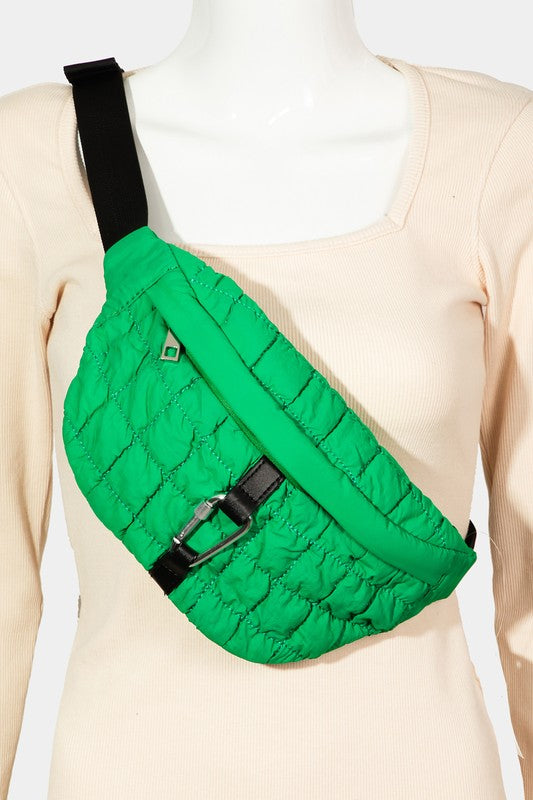 Fame Carabiner Bubble Texture Quilted Sling Bag - Teresa's Fashionista LLC