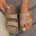Double Buckle Open Toe Sandals-Teresa's Fashionista LLC