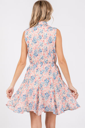 GeeGee Full Size Floral Eyelet Sleeveless Mini Dress-Teresa's Fashionista LLC
