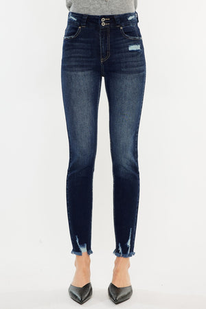 Kancan Full Size Cat's Whiskers Raw Hem High Waist Jeans-Teresa's Fashionista LLC