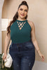 Plus Size Halter Neck Cutout Sleeveless Dress-Teresa's Fashionista LLC